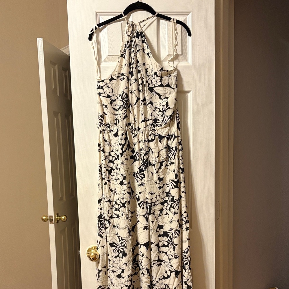 Anthropologie Black and White Floral Maxi Dress
